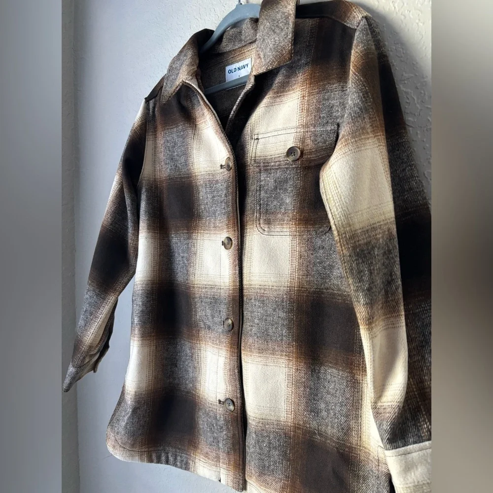 Old Navy Plaid Jacket in Brown and Tan Women’s Size S - Picture 2 of 8